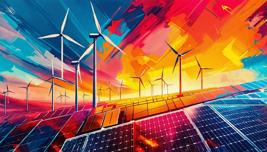 Conceptual illustration depicting various clean energy technologies