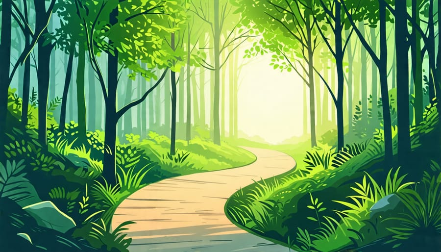 Forest path symbolizing a journey toward healing and growth