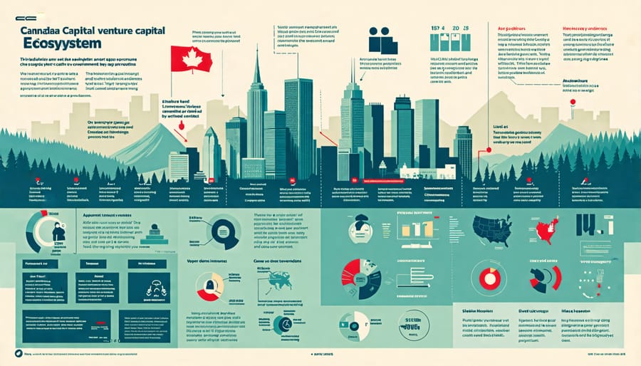 Infographic of the Canadian venture capital ecosystem with key players and government initiatives