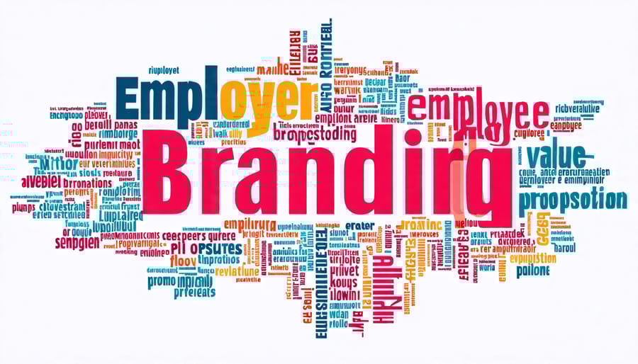 Word cloud with employer branding and EVP related terms