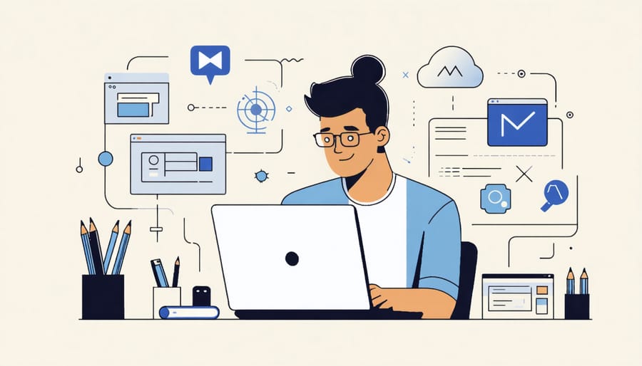 Conceptual representation of remote work enabled by digital tools and policies