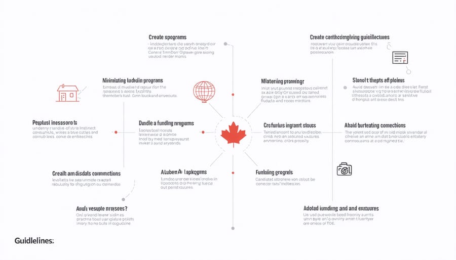 Visual diagram of Canadian government and private funding sources with connecting lines