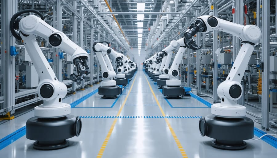 Modern Canadian manufacturing facility utilizing 5G-connected robots and IoT sensors