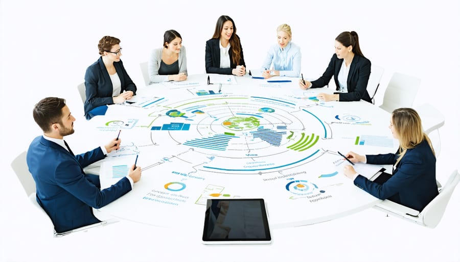 MBA students analyzing sustainable business models in a modern classroom setting