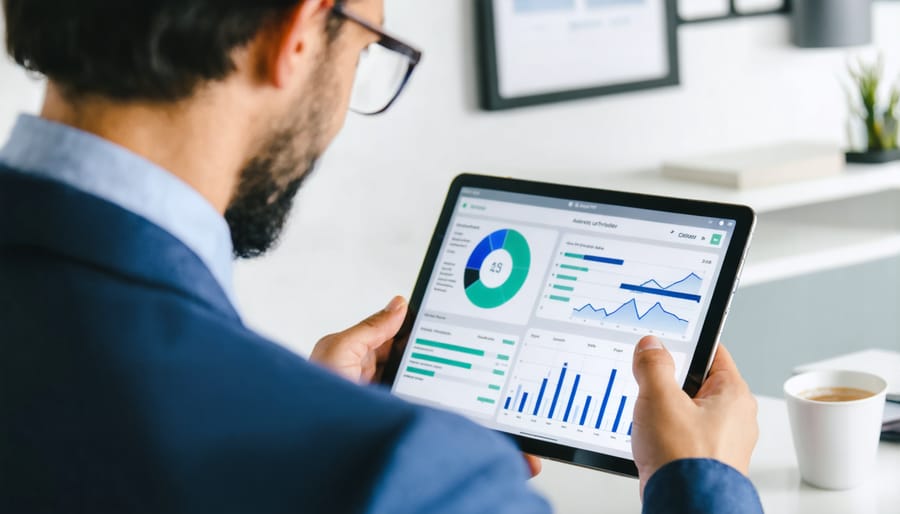 Business owner reviewing digital analytics on a tablet showing CDAP program details