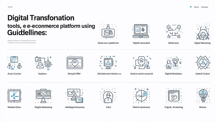 Visual representation of various digital business tools and software solutions