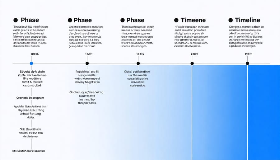 Visual timeline depicting the developmental stages of the 8(a) business program