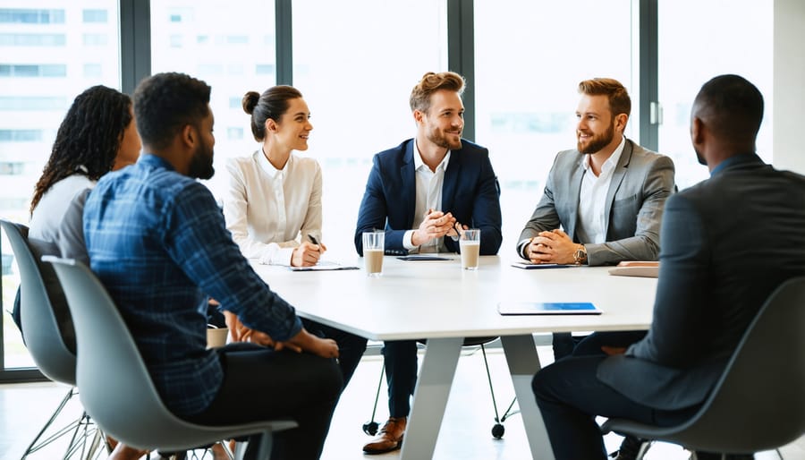 Canadian entrepreneurs networking with potential angel investors at a business meetup