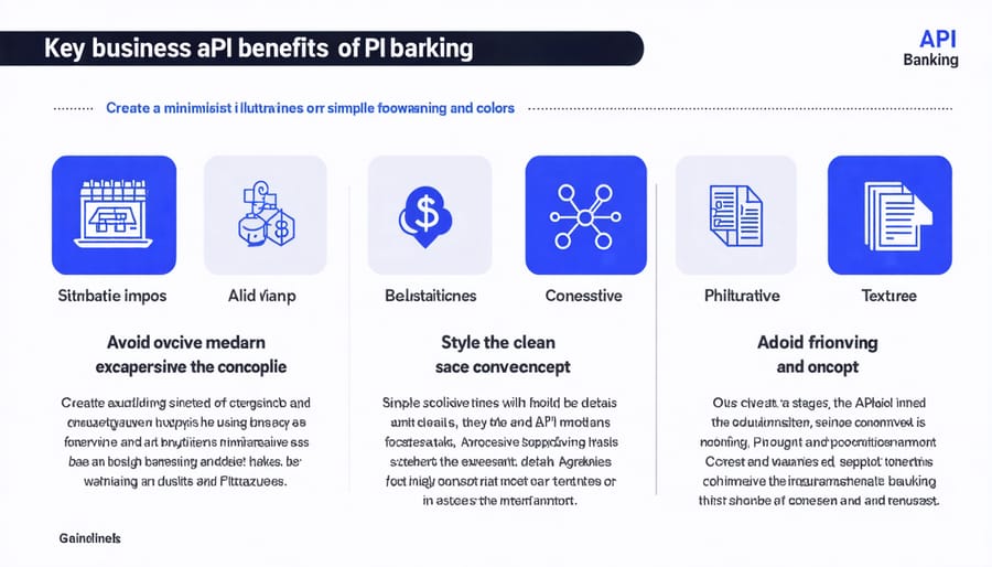 Visual representation of API banking benefits including cost savings and efficiency metrics
