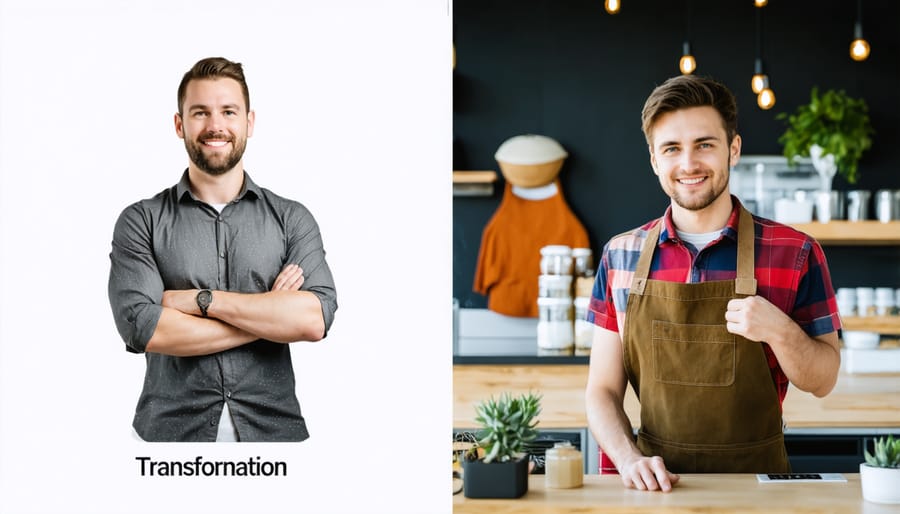 Visual comparison showing traditional vs digitally transformed business operations