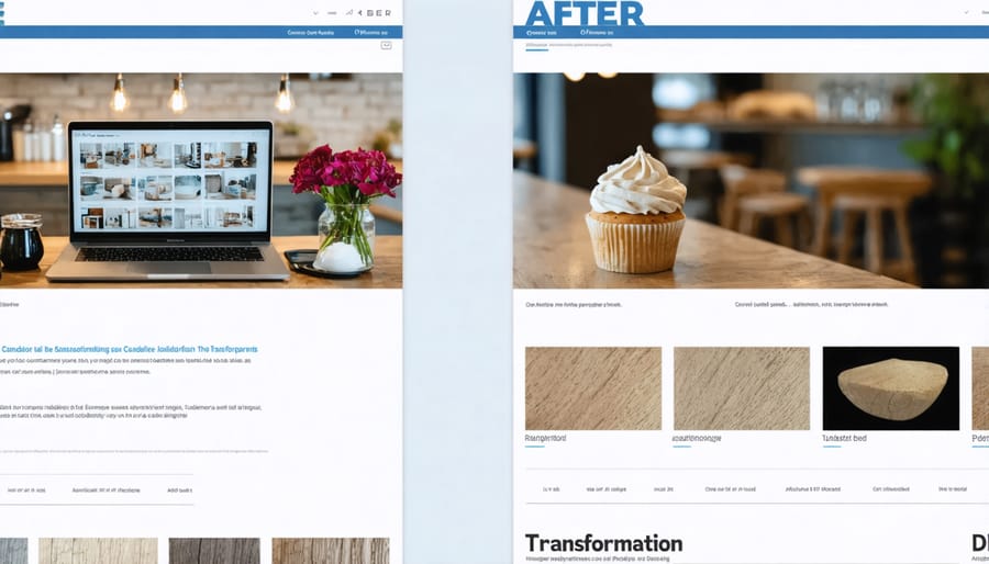 Split image showing a traditional storefront versus its modern digital presence