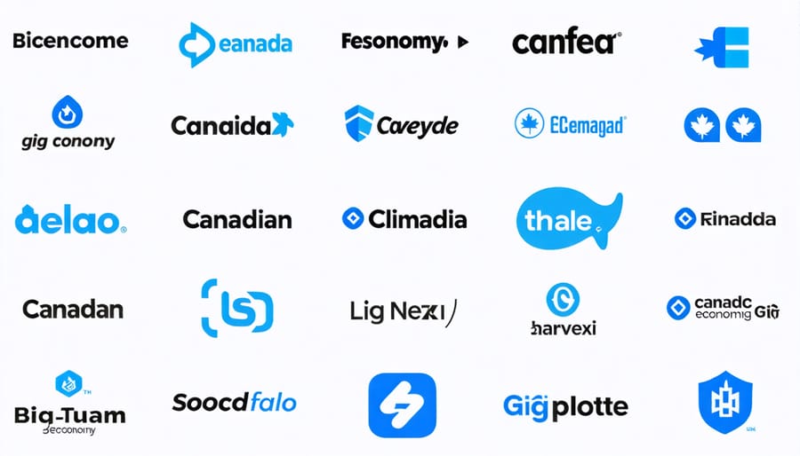 Collection of Canadian gig work platform interfaces showing various digital opportunities