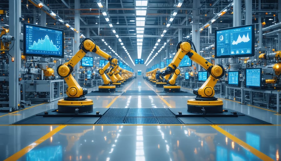 Modern manufacturing facility utilizing AI and automation for sustainable production