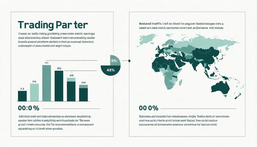 Visual comparison of tariff rates before and after free trade agreements between major trading nations