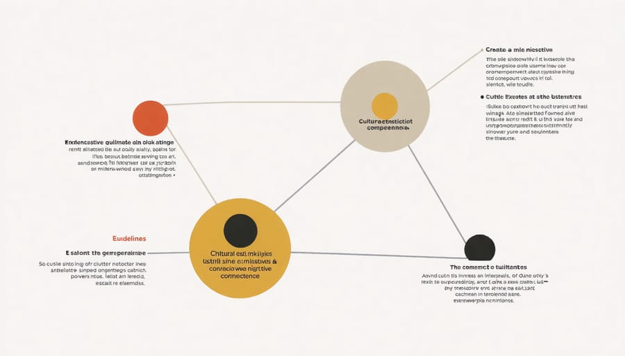 Visual diagram of cultural competence components including awareness, knowledge, skills, and engagement