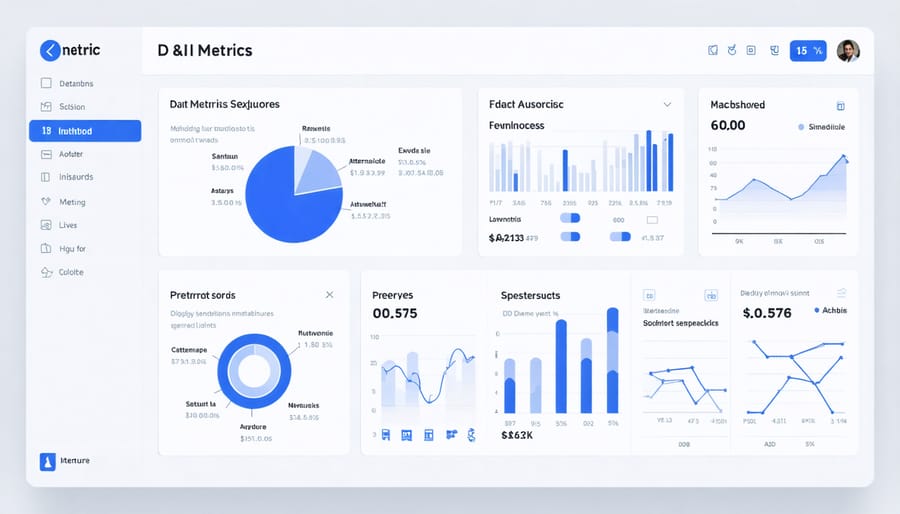 Business dashboard displaying diversity and inclusion metrics with graphs and charts