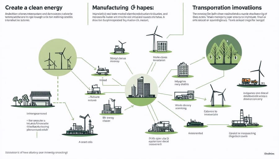 Visual diagram illustrating the three main sectors of eco-innovation impact in Canada