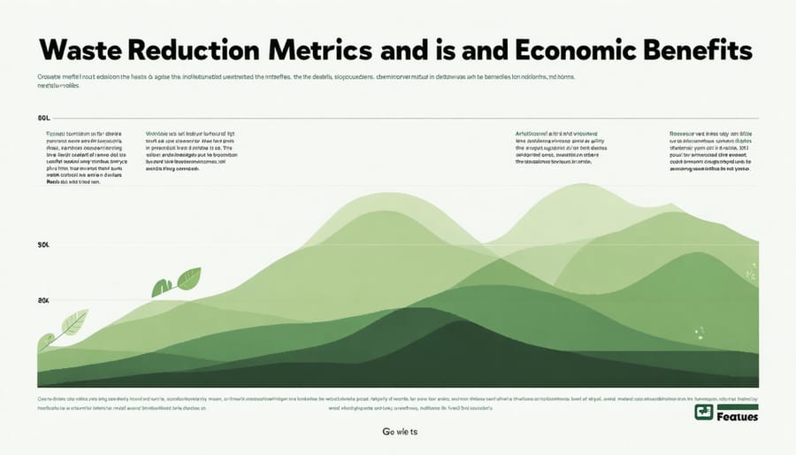 Data visualization of waste reduction achievements and cost savings over three years