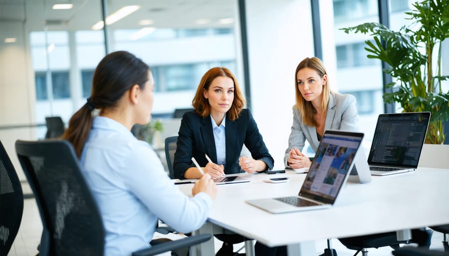 Diverse group of HR team members working together on digital transformation strategy