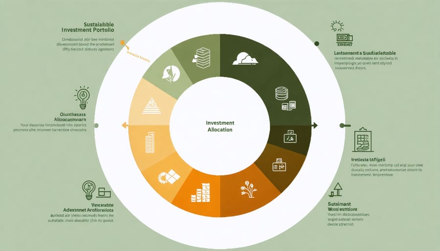 Pie chart showing balanced portfolio distribution across sustainable investment sectors