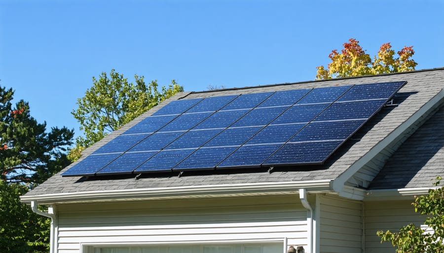 Rooftop solar panels installed on a single-family home in Virginia
