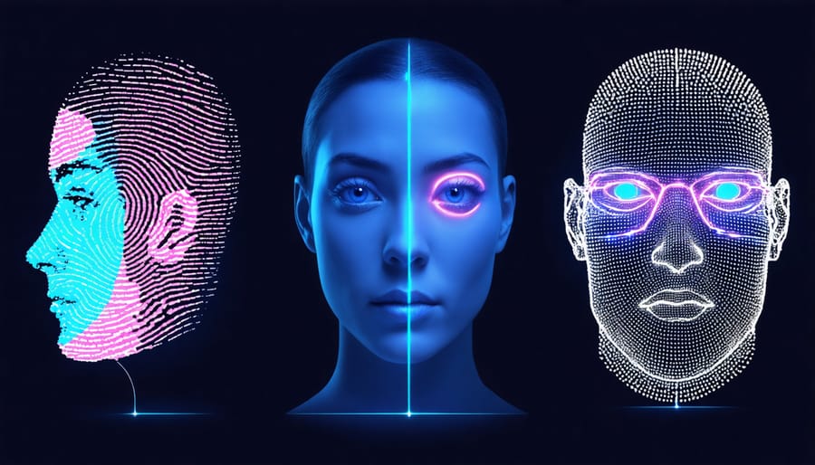 Modern biometric authentication methods displayed as interconnected icons