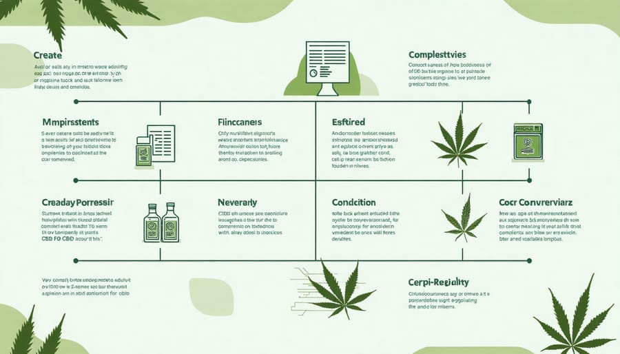 Step-by-step visualization of CBD business compliance requirements in Canada