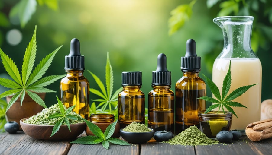 Display of diverse CBD products popular in the Canadian market