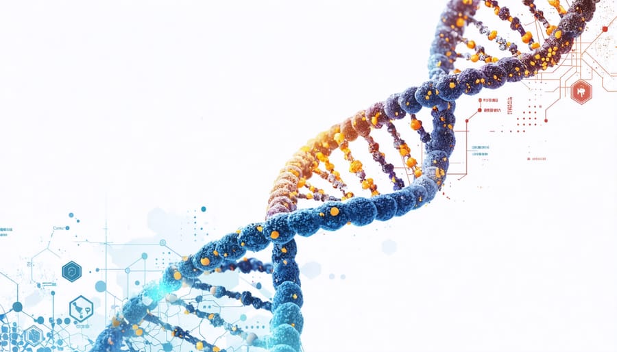 Artistic rendering of DNA structure showing genetic diversity in Canadian biotechnology applications