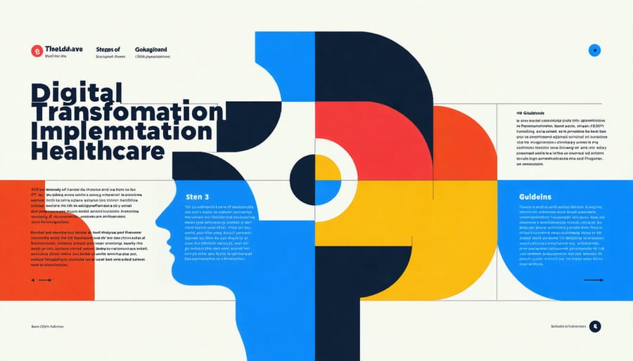 Visual diagram of digital transformation roadmap with implementation stages