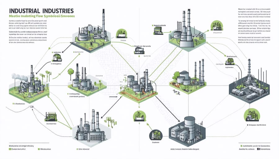 Diagram illustrating circular resource flows between businesses in an eco-industrial park