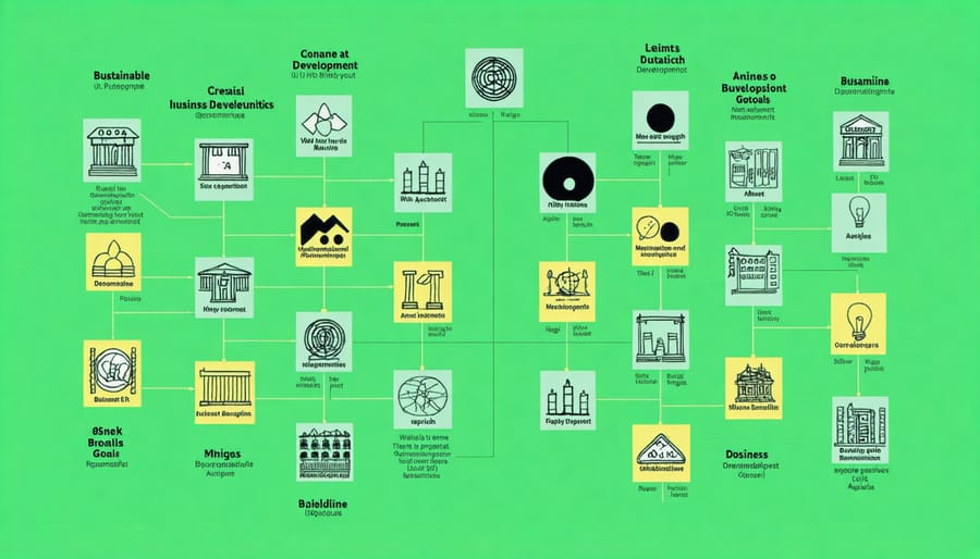 Circular diagram of UN SDGs with business integration points