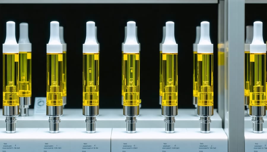 Interior of Canadian cannabis dispensary with vape product displays